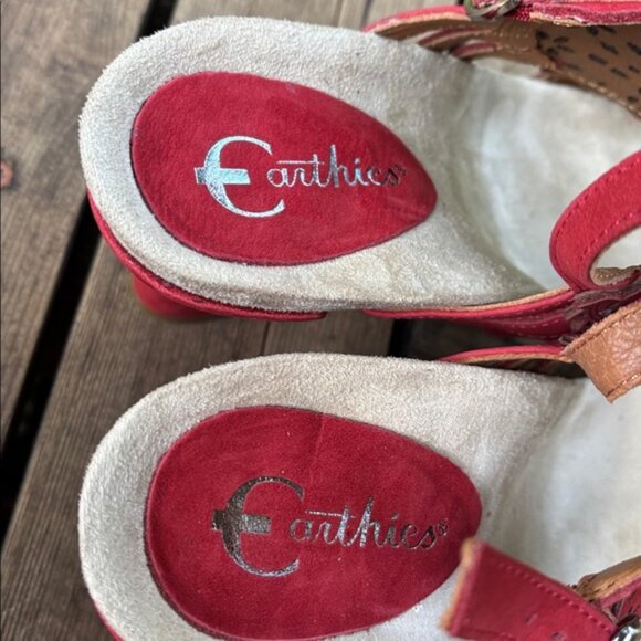 [New] Earthies (8B) Jazzy Red Suede Adjustable Strap Comfortable Sandals - Picture 5 of 11